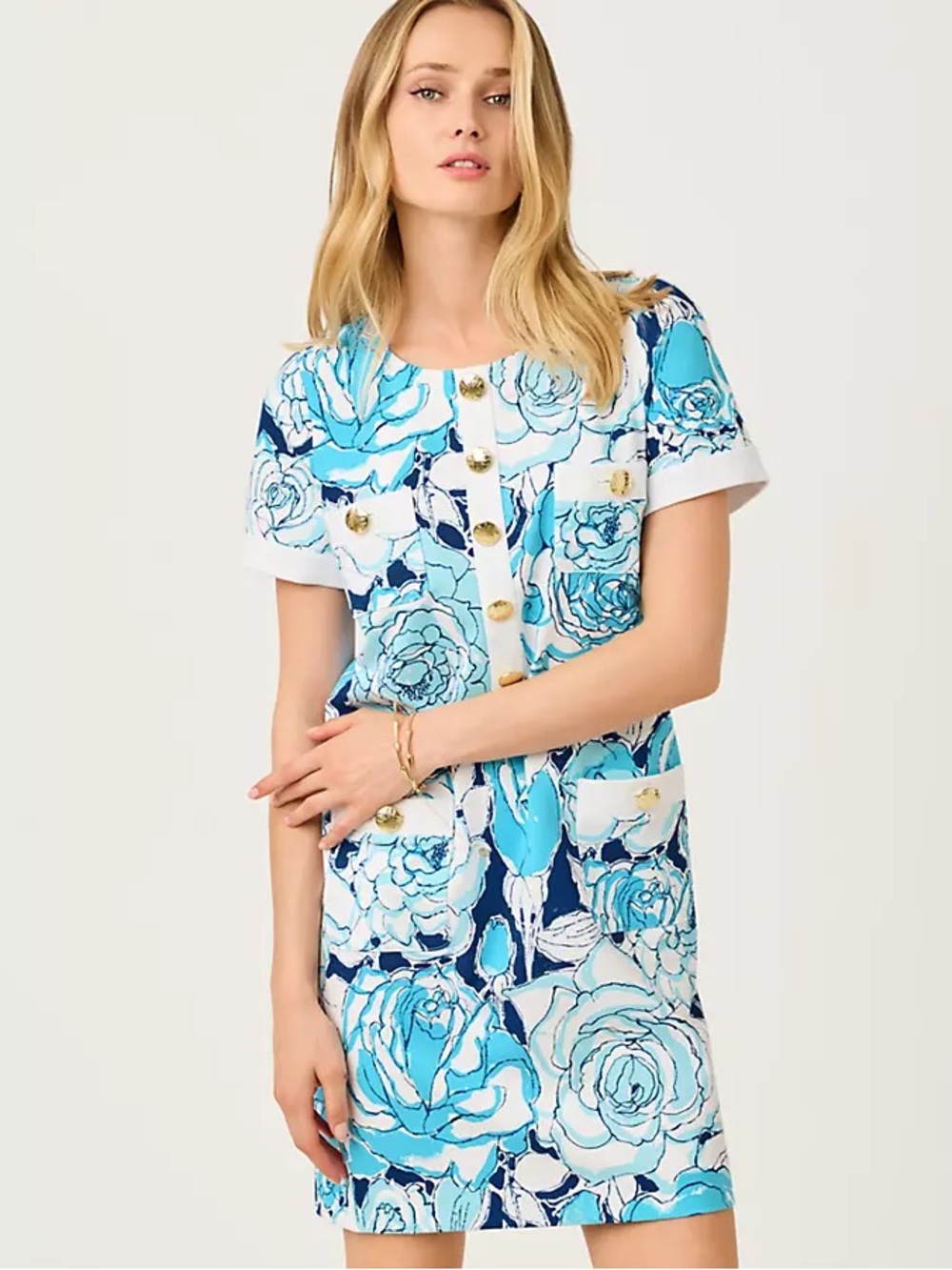 NWT Lilly Pulitzer Locklyn Shift Dress Capri Blue Rosanna is the color Size XL